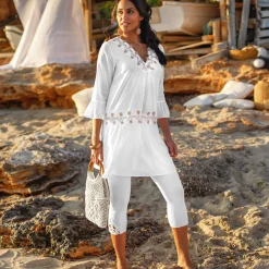 3/4 macramé legging, elastische tailleband