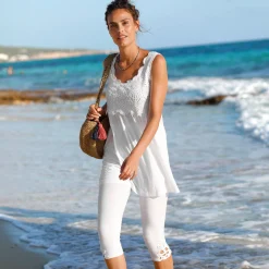 3/4 macramé legging, elastische tailleband