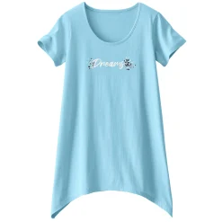 Asymmetrisch T-shirt met korte mouwen - turkoois