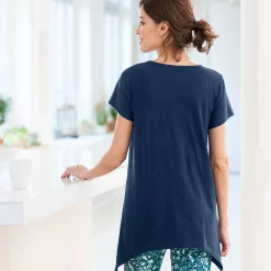 Asymmetrisch T-shirt met korte mouwen - marine