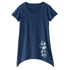 Asymmetrisch T-shirt met korte mouwen - marine
