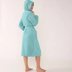 Badjas in lusjesbadstof, kraag met kap, unisex volwassenen