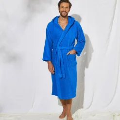 Badjas in lusjesbadstof, kraag met kap, unisex volwassenen