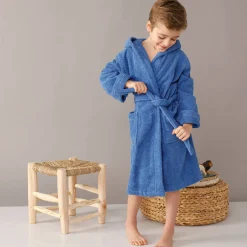 Badjas in lusjesbadstof met kap, voor kinderen