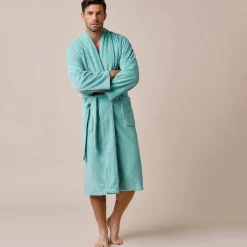 Badjas in lusjesbadstof met sjaalkraag, unisex volwassenen