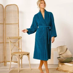 Badjas in lusjesbadstof met sjaalkraag, unisex volwassenen