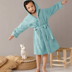 Badjas in lusjesbadstof met kap, voor kinderen