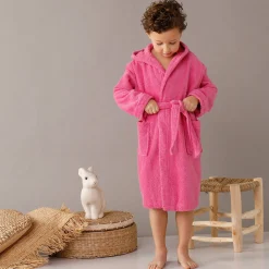 Badjas in lusjesbadstof met kap, voor kinderen