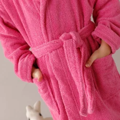 Badjas in lusjesbadstof met kap, voor kinderen