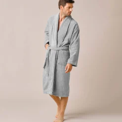 Badjas in lusjesbadstof met sjaalkraag, unisex volwassenen