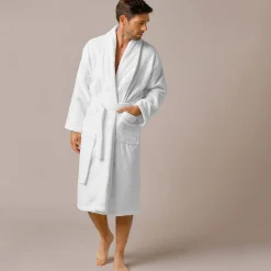 Badjas in lusjesbadstof met sjaalkraag, unisex volwassenen