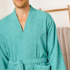Badjas in lusjesbadstof met kimonokraag, unisex volwassenen