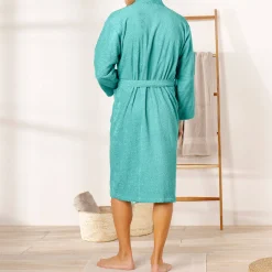 Badjas in lusjesbadstof met kimonokraag, unisex volwassenen