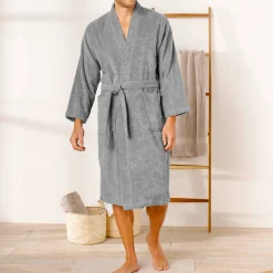 Badjas in lusjesbadstof met kimonokraag, unisex volwassenen