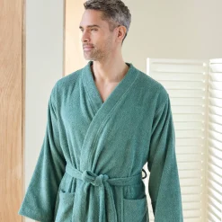 Badjas in lusjesbadstof met kimonokraag, unisex volwassenen
