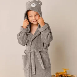 Badjas met kap voor kinderen, beertjesmotief, in katoen - 340 g/m2