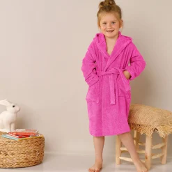 Badjas met kap, voor kinderen, eenhoornmotief, katoenen badstof - 340 g/m2