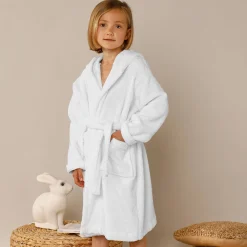 Badjas met kap, voor kinderen, konijnmotief, katoenen badstof - 340 g/m2