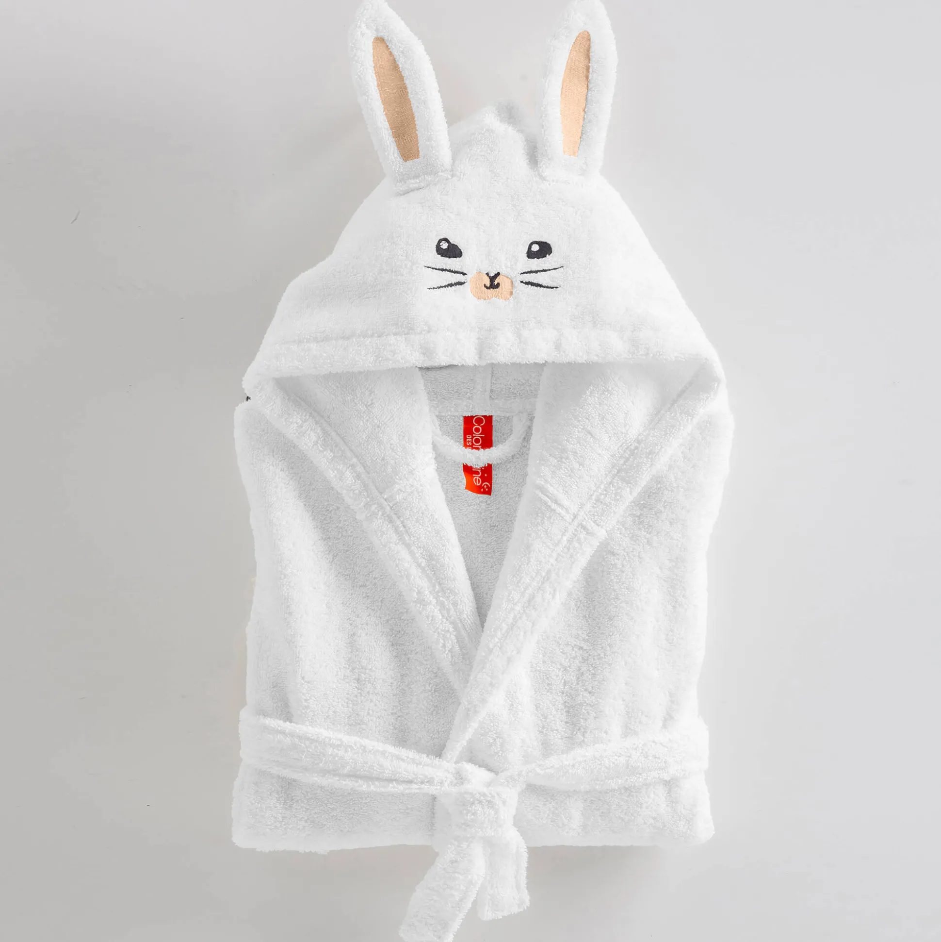 Badjas met kap, voor kinderen, konijnmotief, katoenen badstof - 340 g/m2