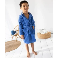 Badjas voor kinderen, haaienmotief, in katoenen badstof - 340 g/m2