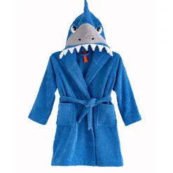 Badjas voor kinderen, haaienmotief, in katoenen badstof - 340 g/m2