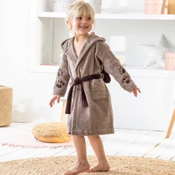 Badjas voor kinderen, hondmotief, katoenen badstof - 340 g/m2