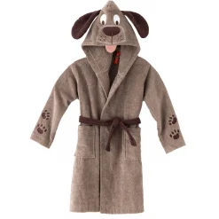 Badjas voor kinderen, hondmotief, katoenen badstof - 340 g/m2