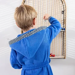 Badjas voor kinderen, kap met automotief, katoenen badstof - 340 g/m2