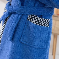 Badjas voor kinderen, kap met automotief, katoenen badstof - 340 g/m2