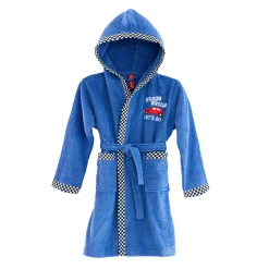 Badjas voor kinderen, kap met automotief, katoenen badstof - 340 g/m2