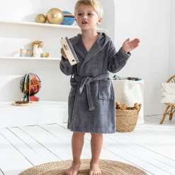 Badjas voor kinderen met kap in katoenenbadstof - 340 g/m2