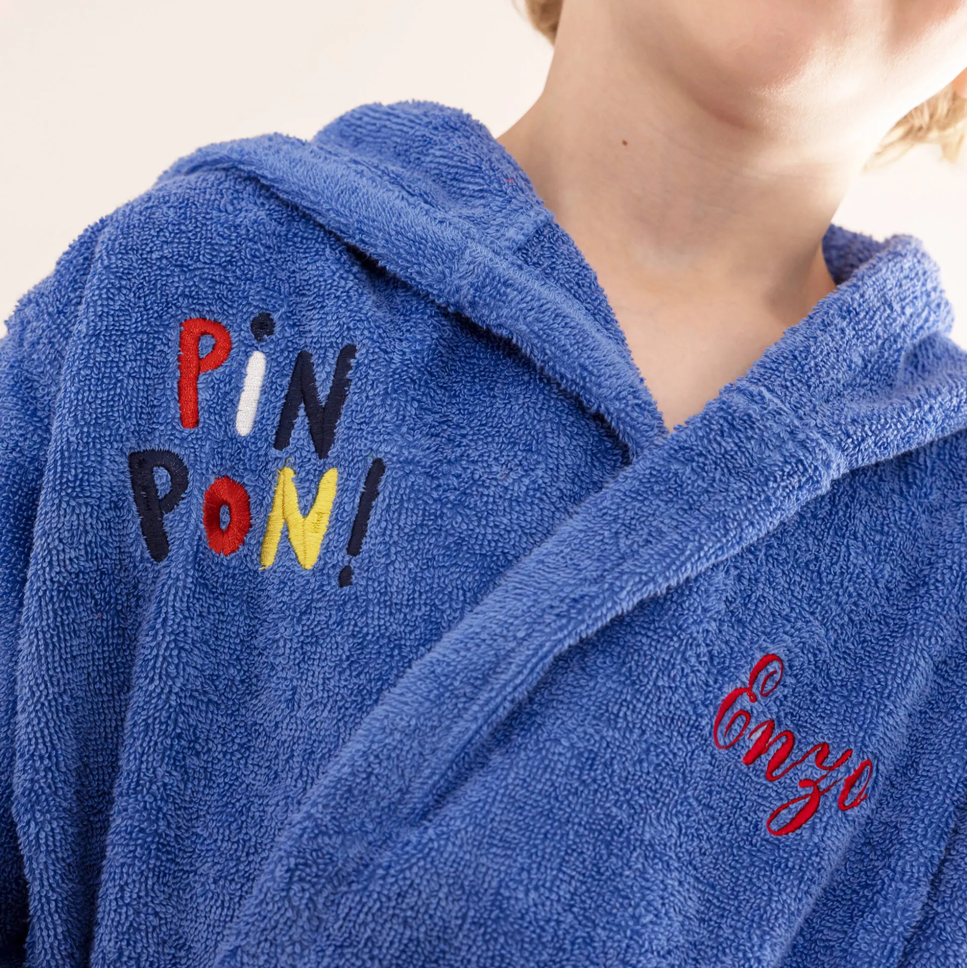 Badjas voor kinderen, personaliseerbaar, Pin-pon, met kap