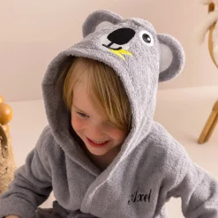 Badjas voor kinderen, personaliseerbaar, koala met kap