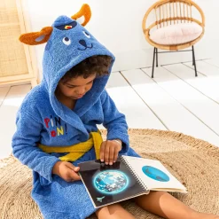 Badjas voor kinderen Pin-pon met kap, katoenen badstof - 340g/m2