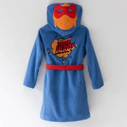 Badjas voor kinderen 'superheld', met kap, katoenen badstof - 340 g/m2