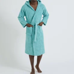 Badjas voor volwassenen, unisex, lusjesbadstof, personaliseerbaar