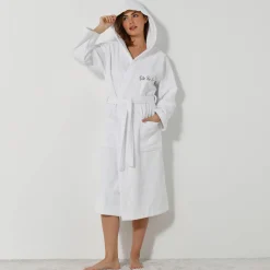 Badjas voor volwassenen, unisex, lusjesbadstof, personaliseerbaar