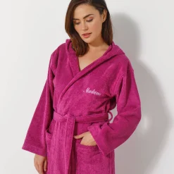 Badjas voor volwassenen, unisex, lusjesbadstof, personaliseerbaar