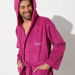 Badjas voor volwassenen, unisex, lusjesbadstof, personaliseerbaar