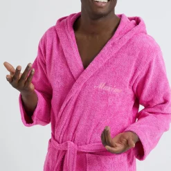 Badjas voor volwassenen, unisex, lusjesbadstof, personaliseerbaar