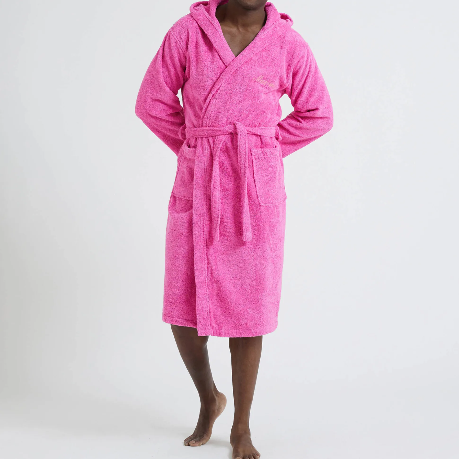 Badjas voor volwassenen, unisex, lusjesbadstof, personaliseerbaar