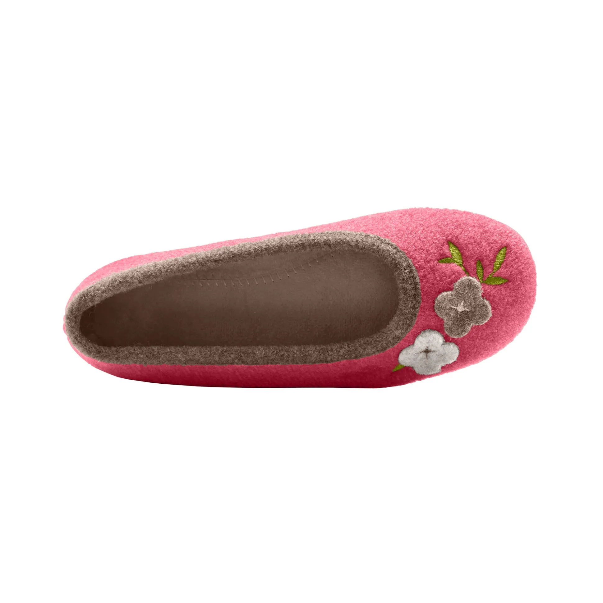 Ballerina's in wolvilt met opgelegde bloem
