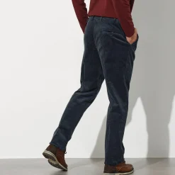 Bandplooibroek in velours met elastische tailleband