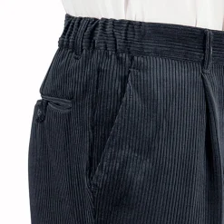 Bandplooibroek in velours met elastische tailleband