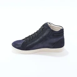Basket montantes zippées en cuir souple effet irisé