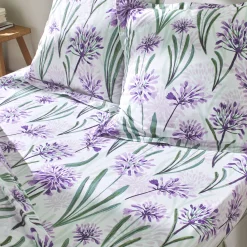 Bedlinnen Agapanthe in katoen, met bloemenprint