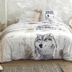 Bedlinnen Artic in katoen met hond-wolf print