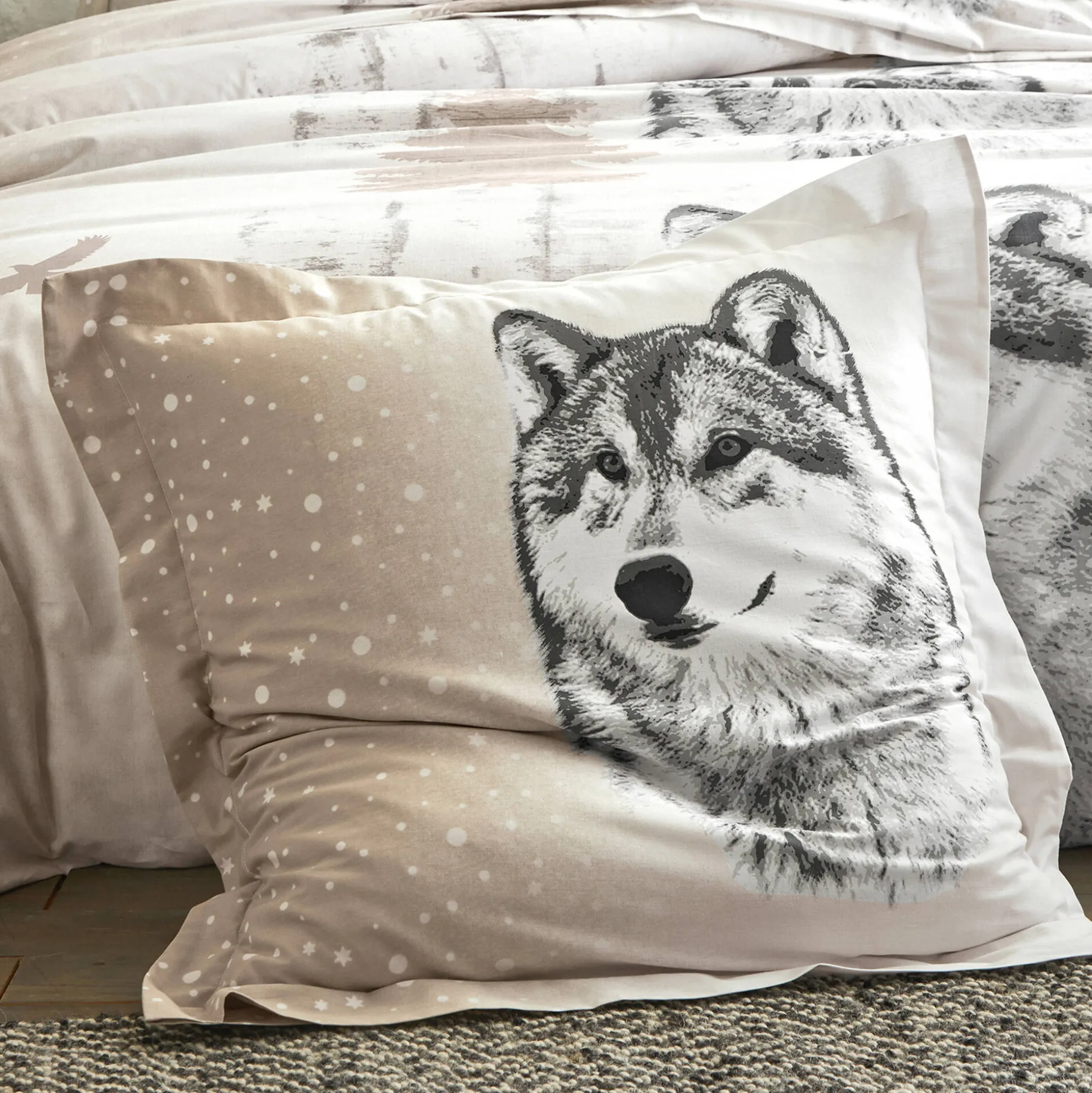 Bedlinnen Artic in katoen met hond-wolf print