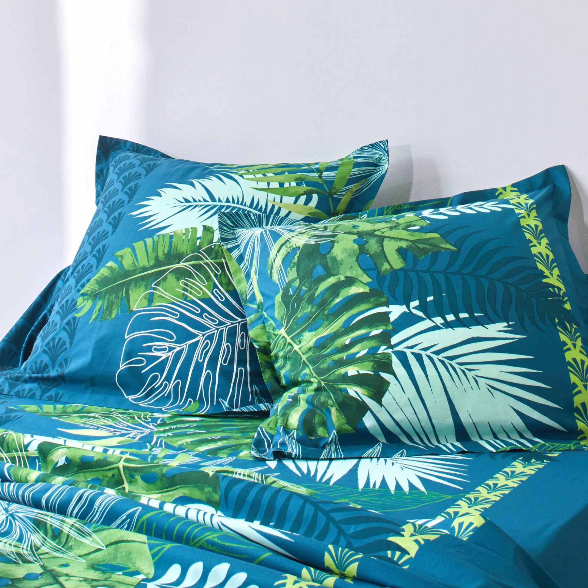 Bedlinnen Cayenne, in katoen met palmboomprint