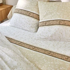Bedlinnen Constance met bladerenprint, in katoen